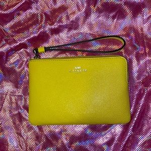 Coach yellow wristlet wallet